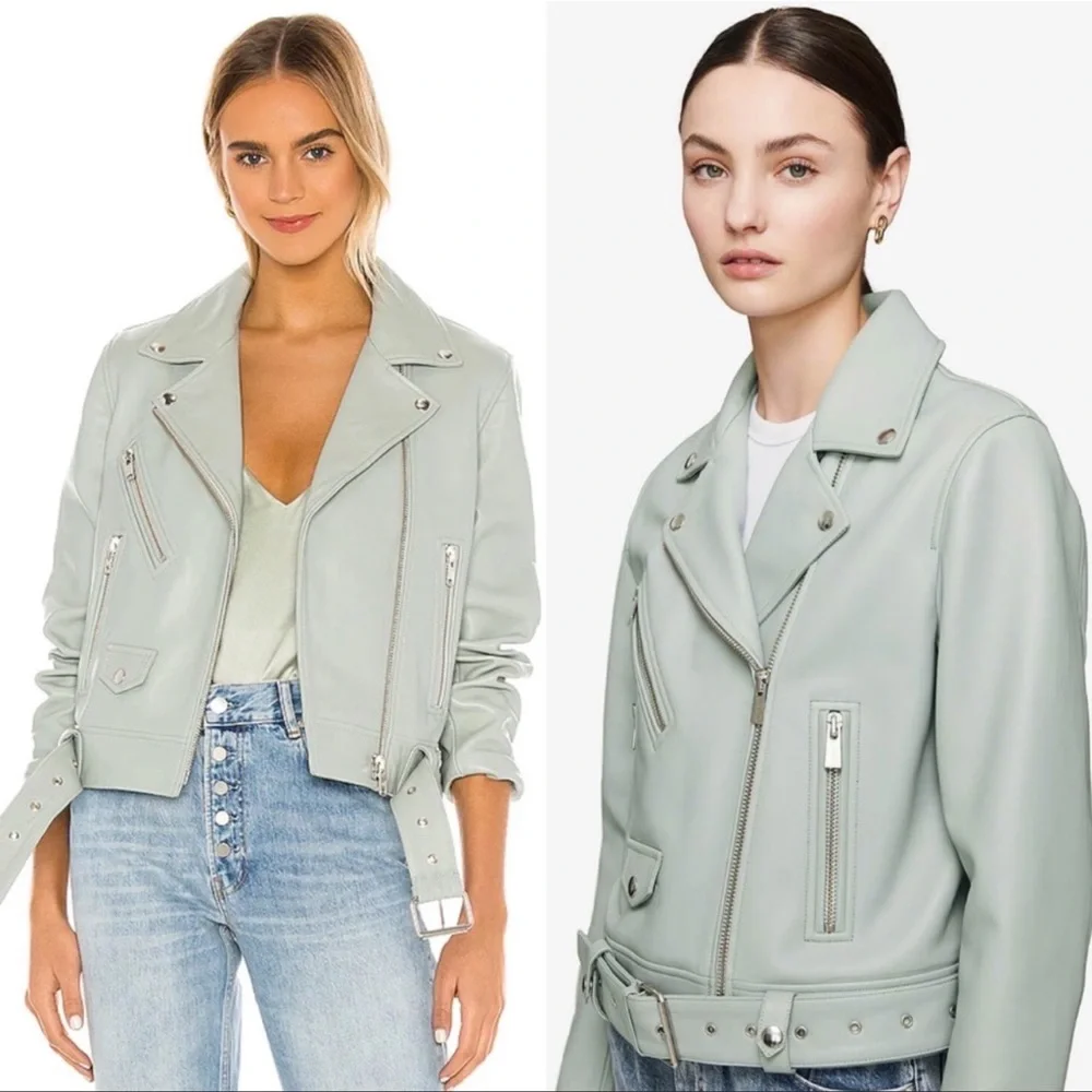 Anine Bing Benjamin Moto Leather Jacket sample in Mint
NEW without tags! Size XS